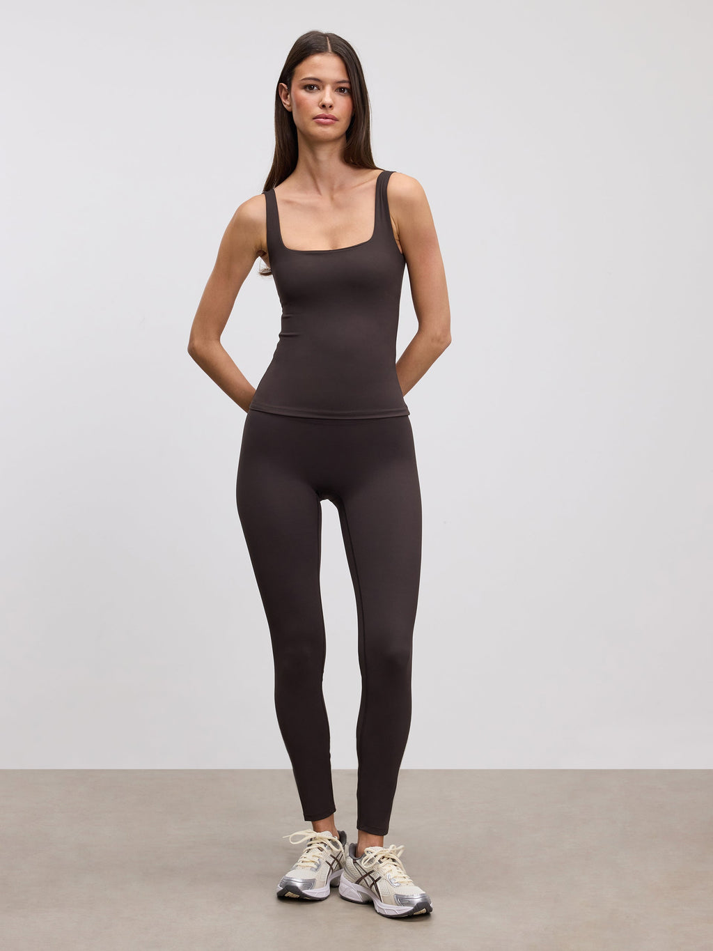 Womens Active Square Neck Vest in Brown