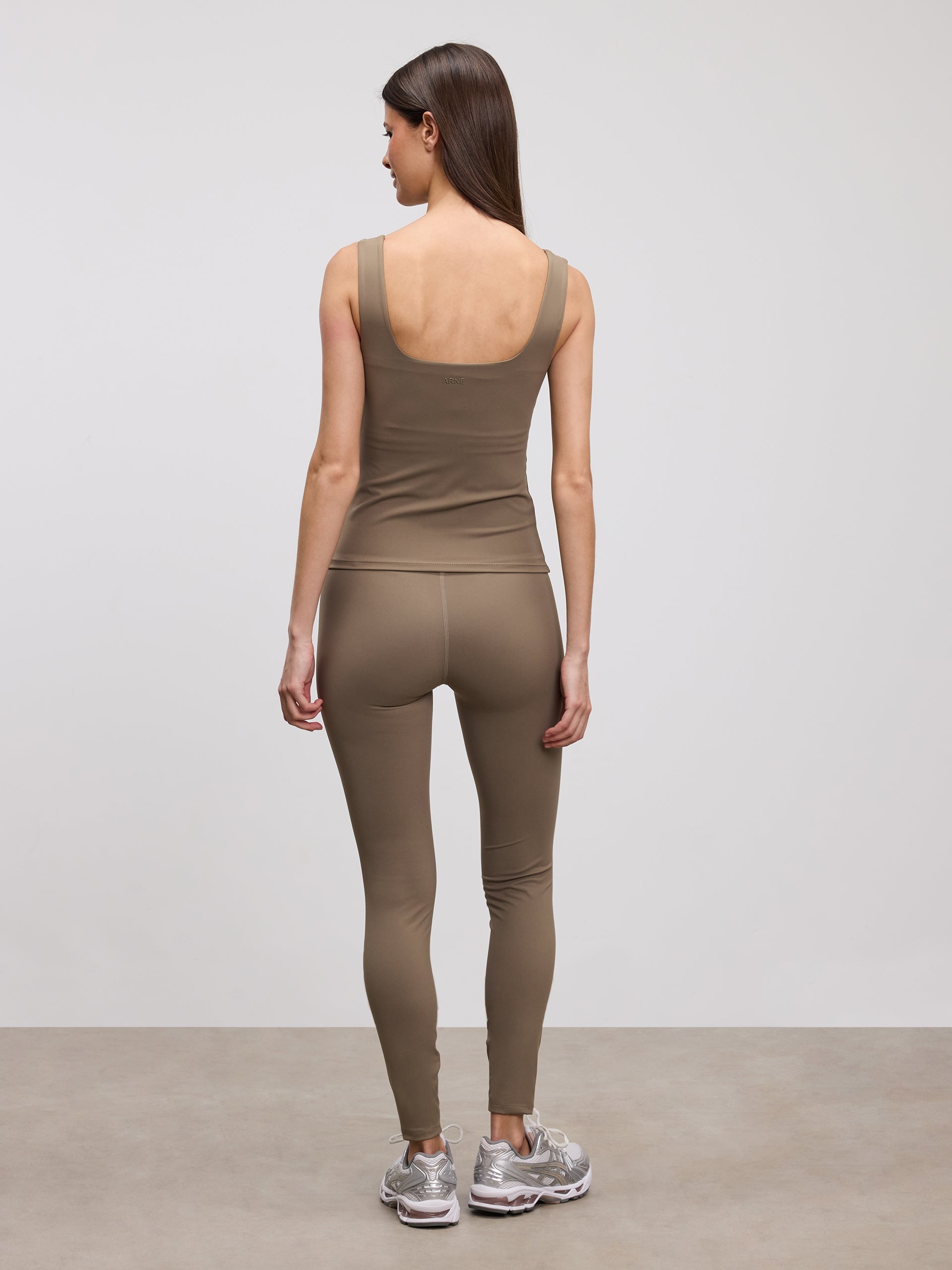 Womens Active Square Neck Vest in Taupe