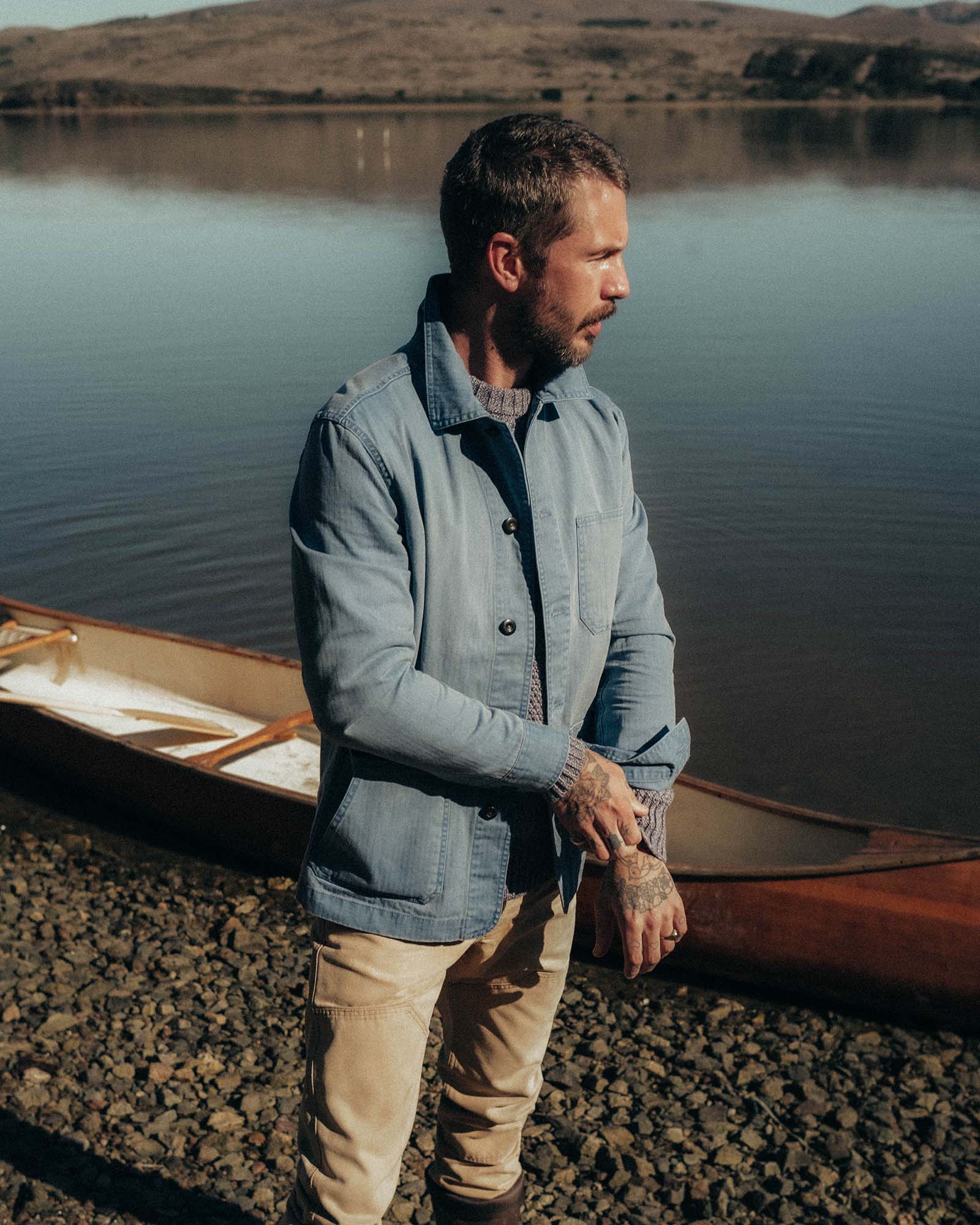 The Ojai Jacket in French Blue Herringbone