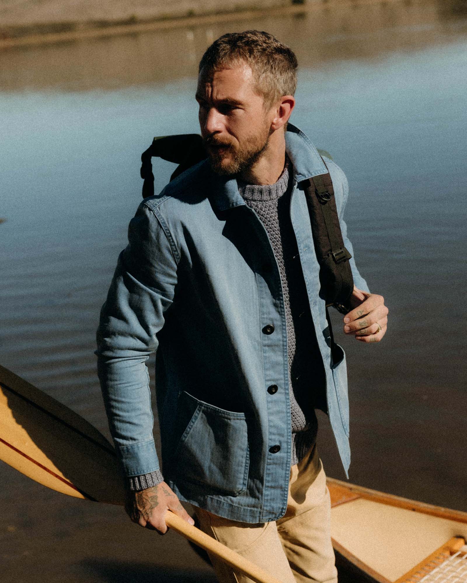 The Ojai Jacket in French Blue Herringbone