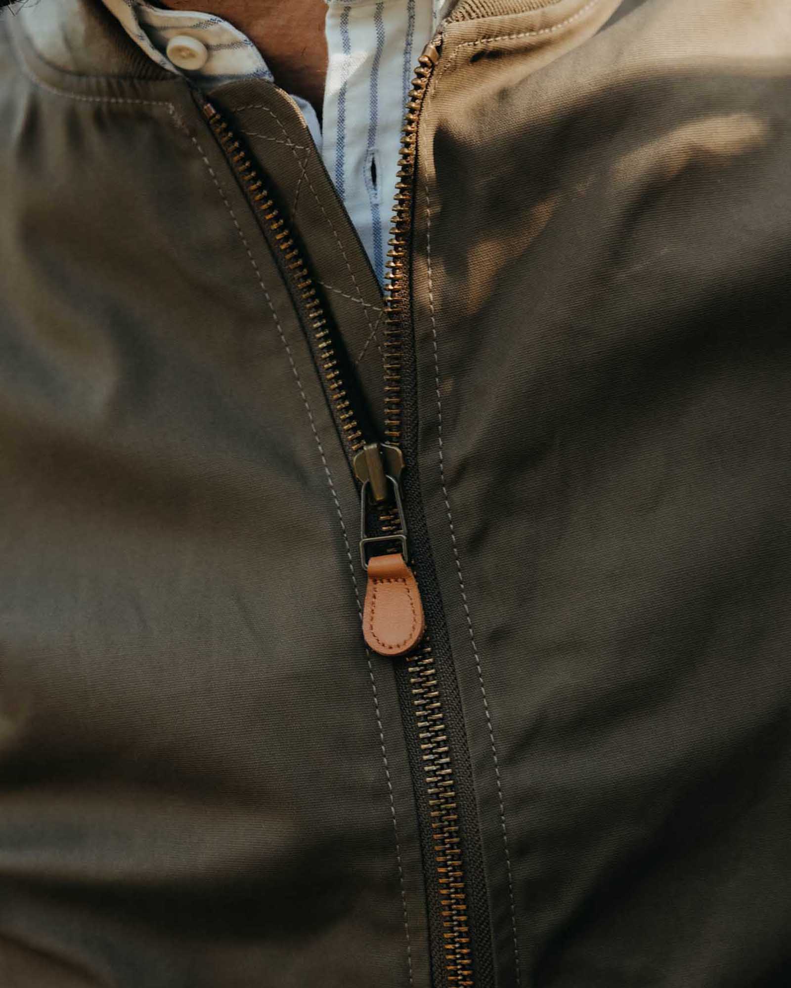 The Bomber Jacket in Fatigue Olive Dry Wax