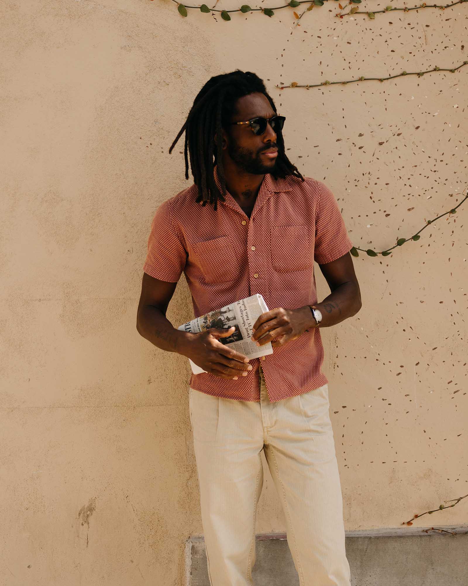 The Conrad Shirt in Fired Brick Dobby