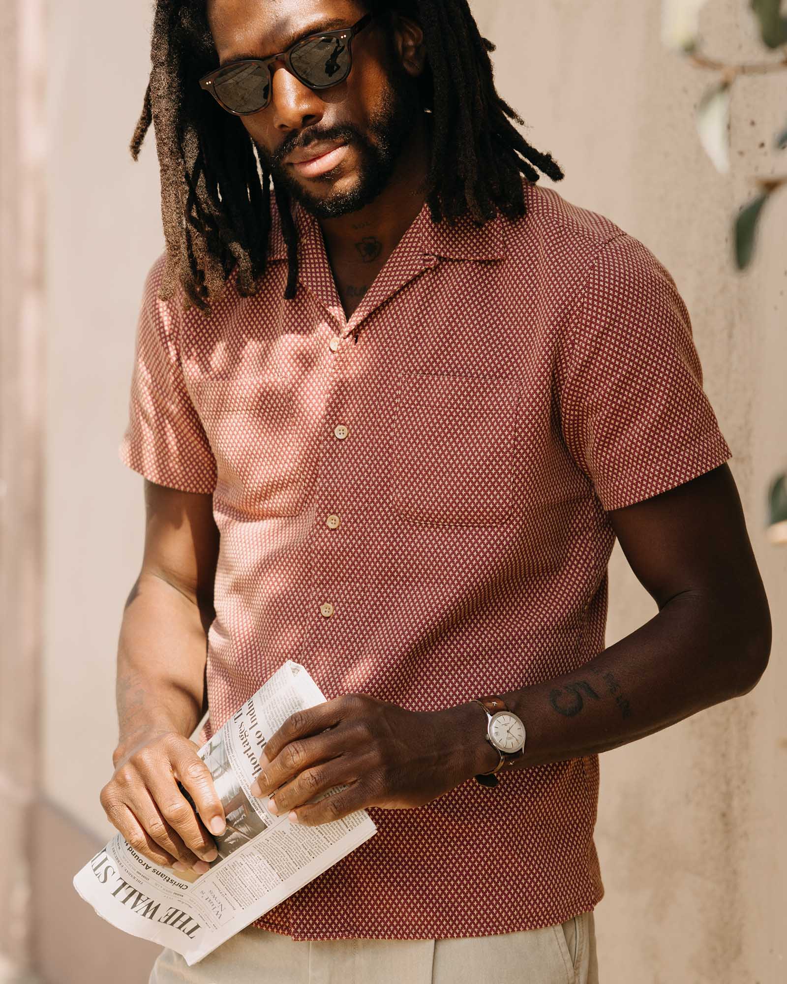 The Conrad Shirt in Fired Brick Dobby