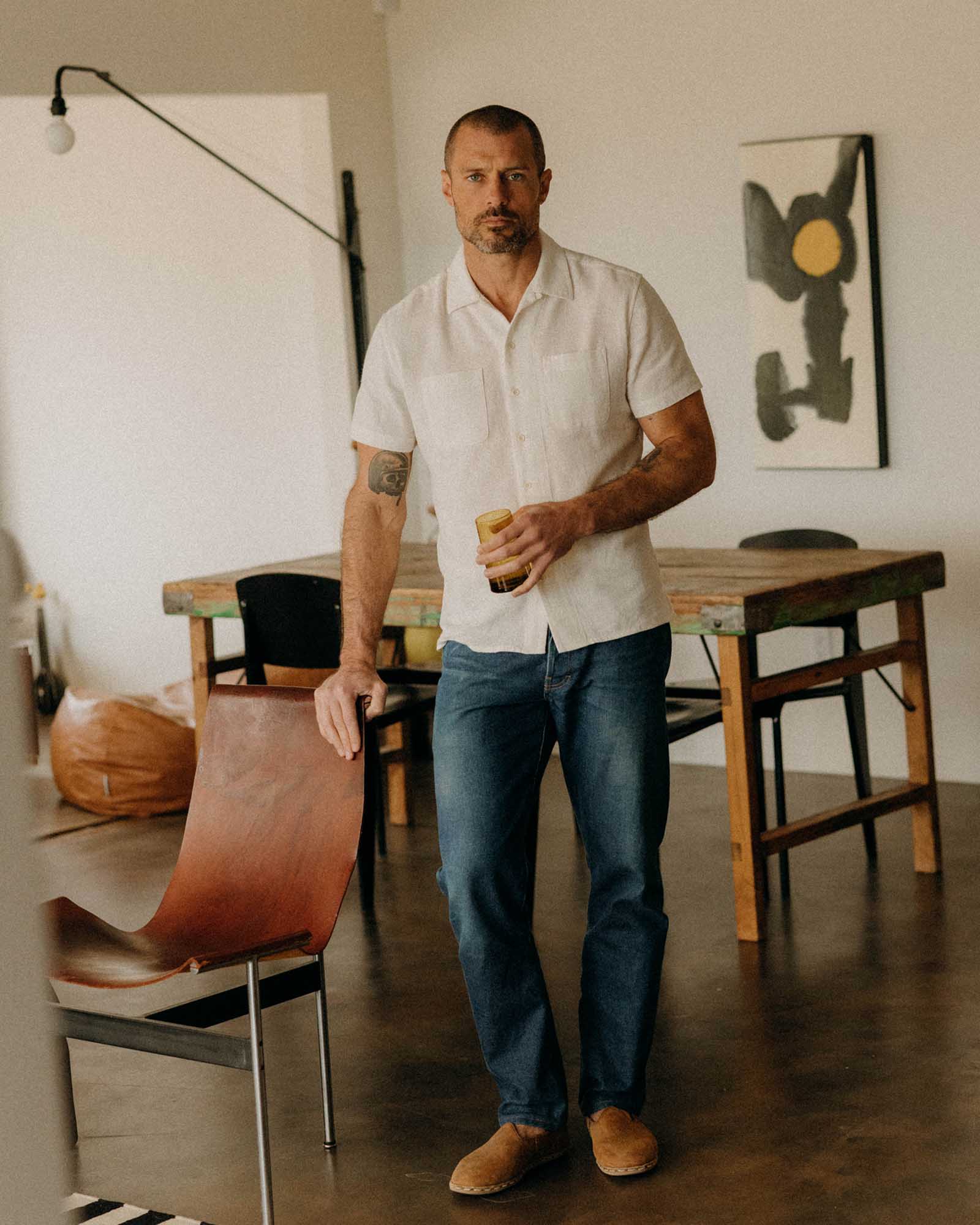 The Conrad Shirt in Vintage White Linen