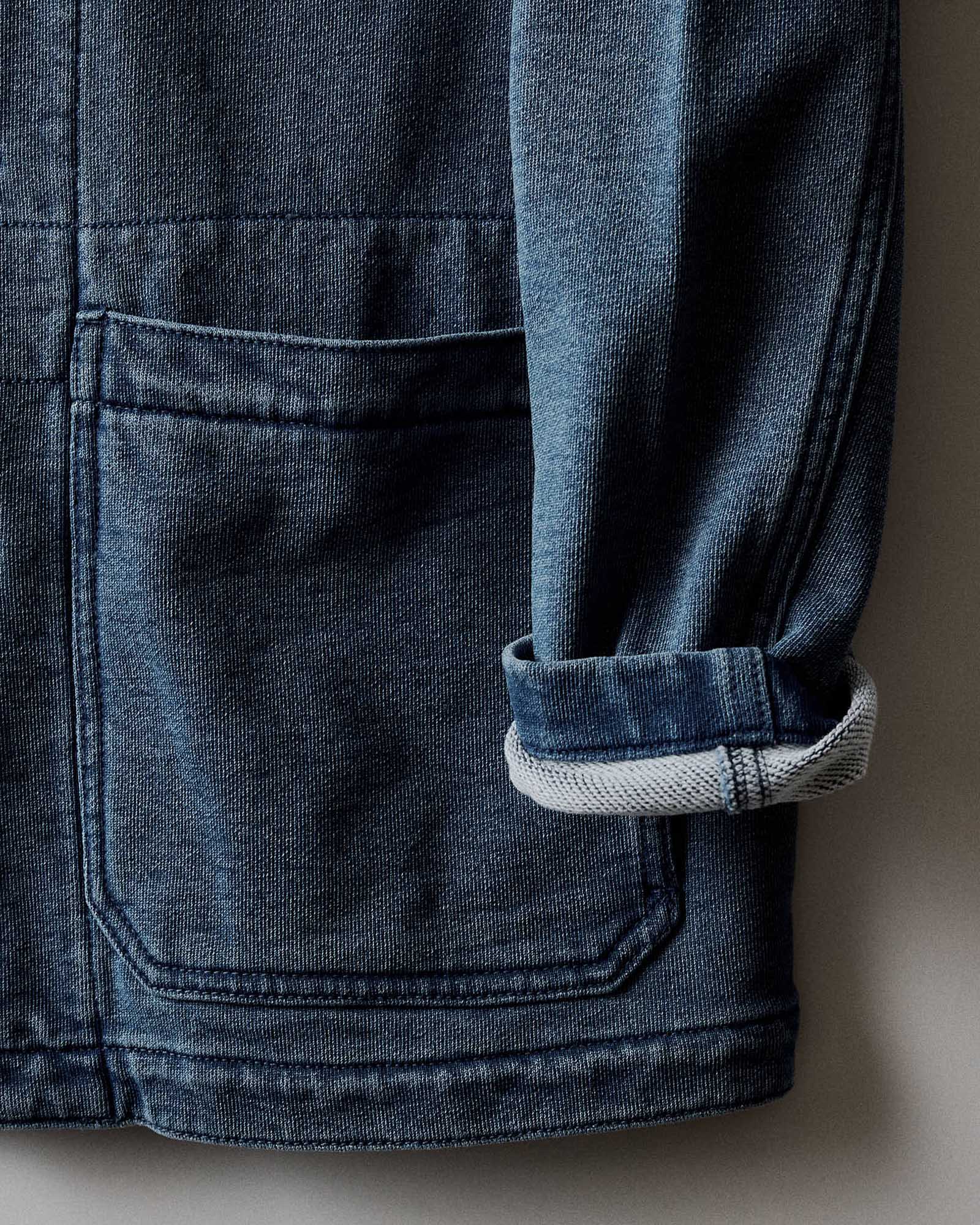 The Primer Jacket in Washed Indigo Terry