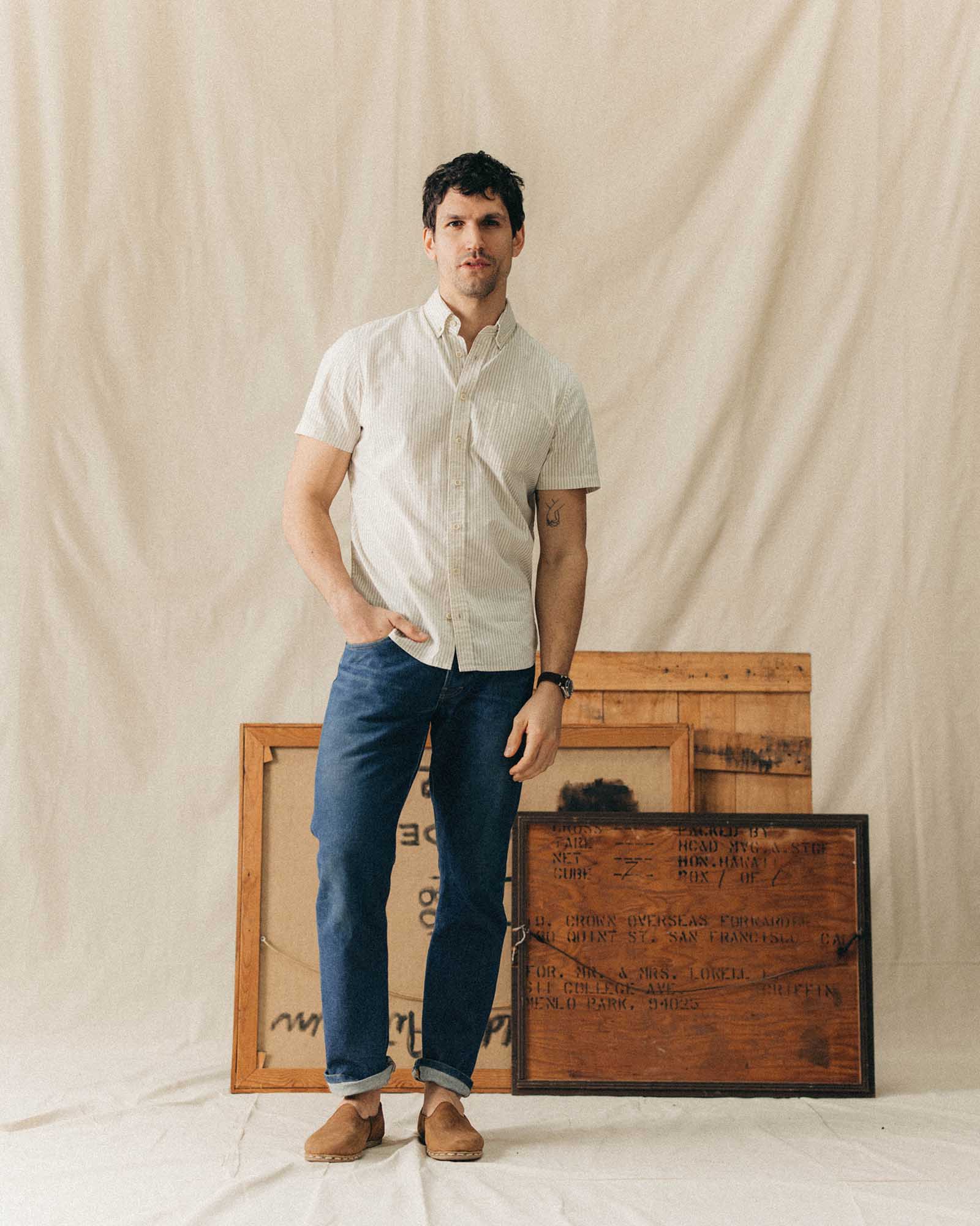 The Short Sleeve Jack in Indigo Stripe