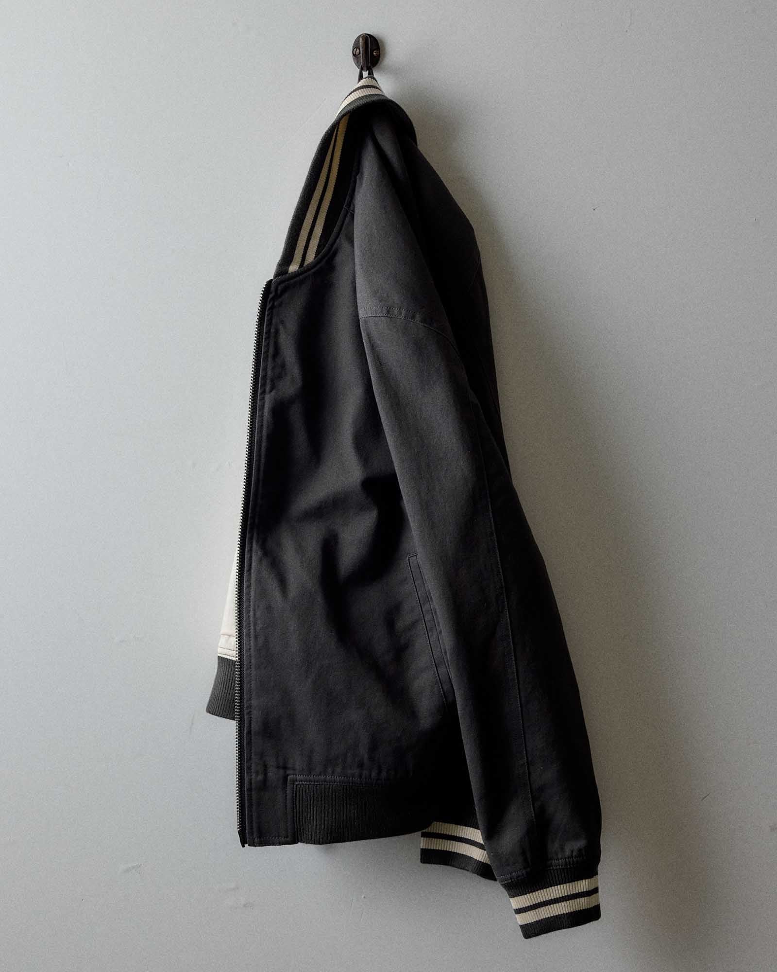 The Speedway Bomber in Organic Faded Black Twill