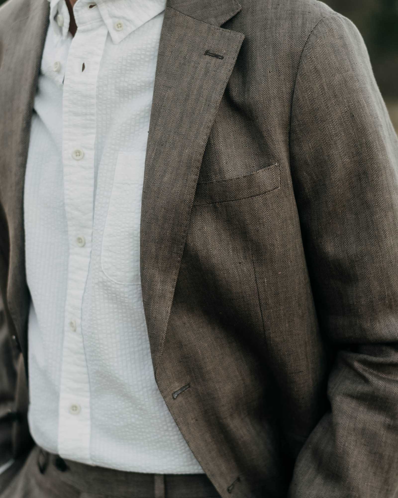 The Stevens Sportcoat in Coffee Linen Herringbone
