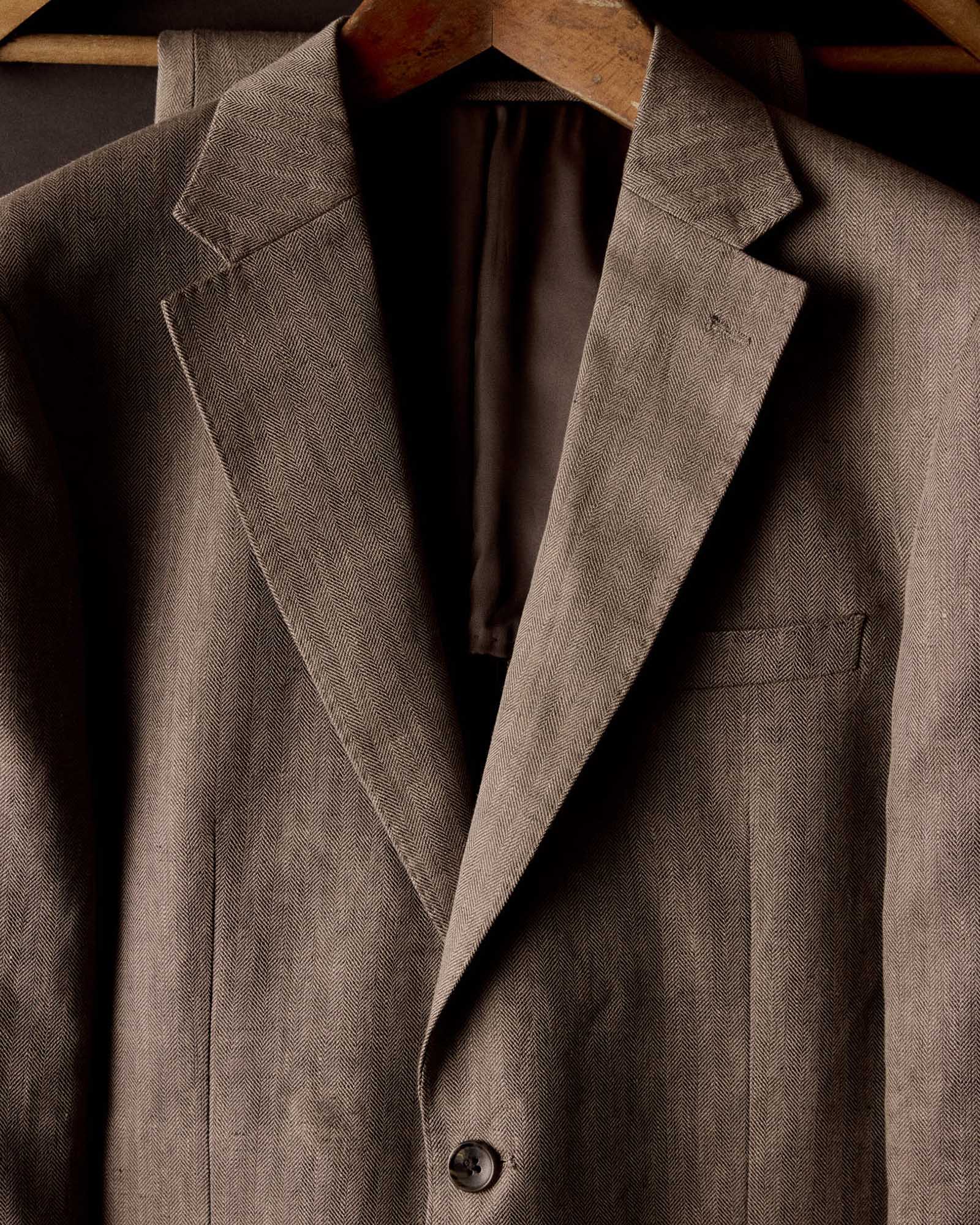 The Stevens Sportcoat in Coffee Linen Herringbone