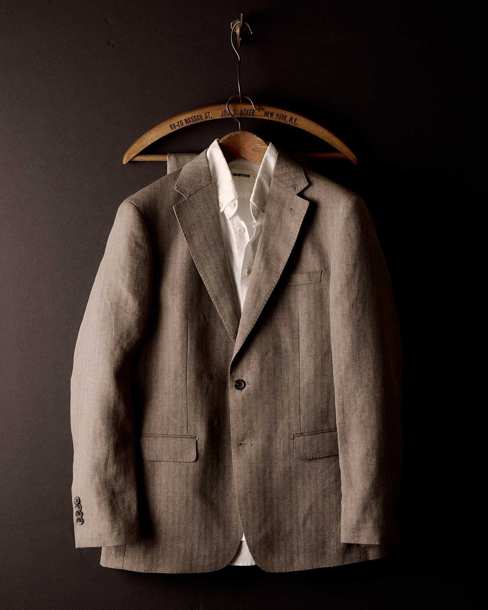 The Stevens Sportcoat in Coffee Linen Herringbone