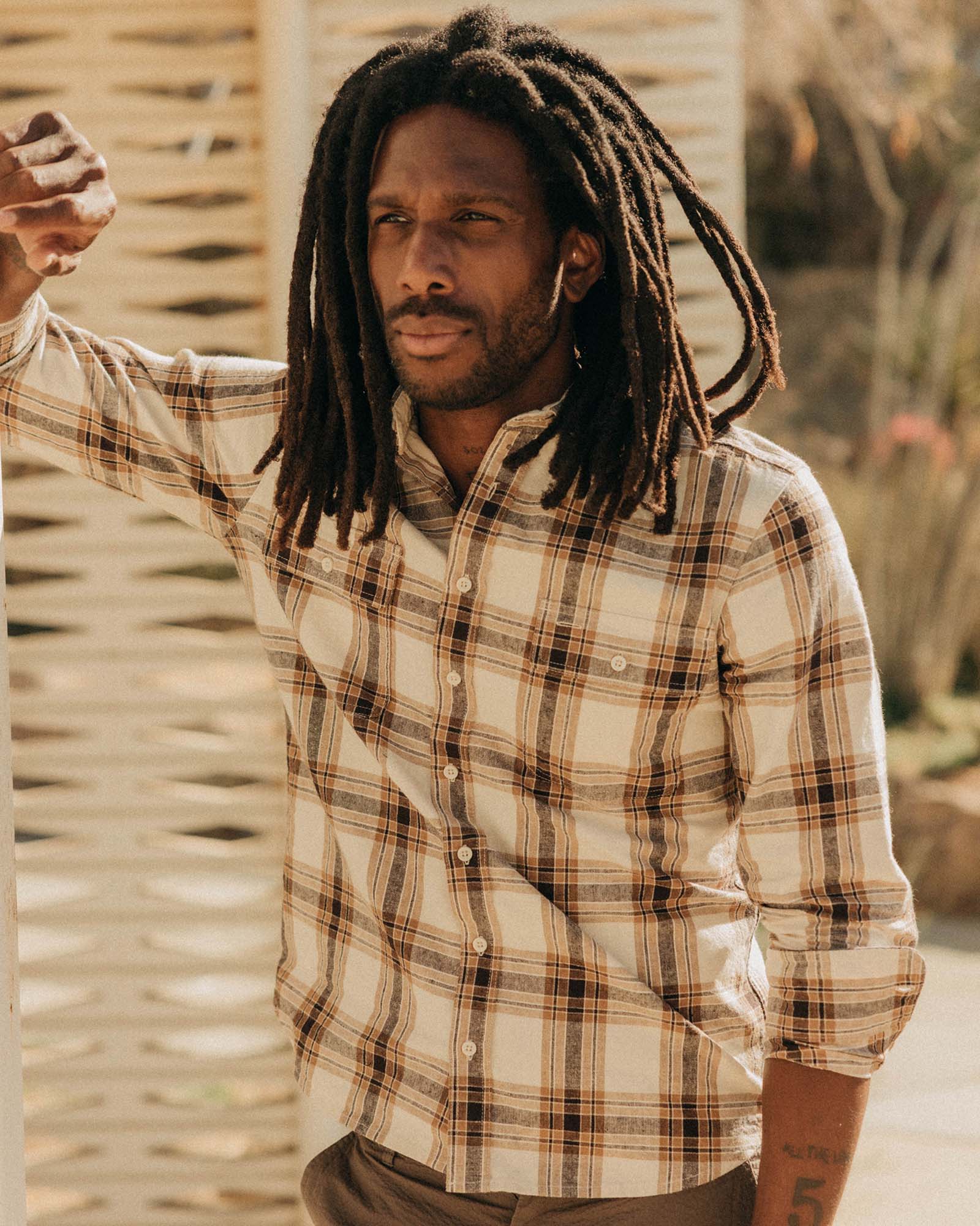 The Craftsman Shirt in Bark Plaid Linen